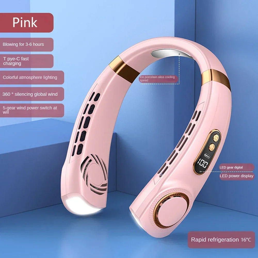 Mini ventilator portabil pentru gât fără lame cu afișaj digital și reîncărcabil 8
