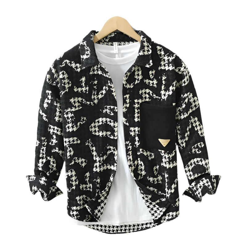 Heren Overhemd Lange Mouw Stijlvol Polyester met Uniek Patchworkpatroon 1