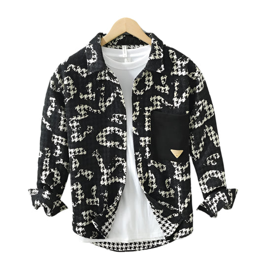Heren Overhemd Lange Mouw Stijlvol Polyester met Uniek Patchworkpatroon 1