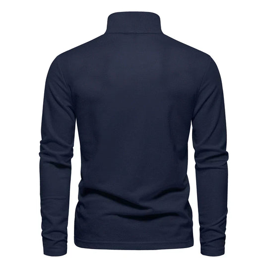 Langærmet Polo Shirt til Mænd i Blødt 100% Bomuld-3