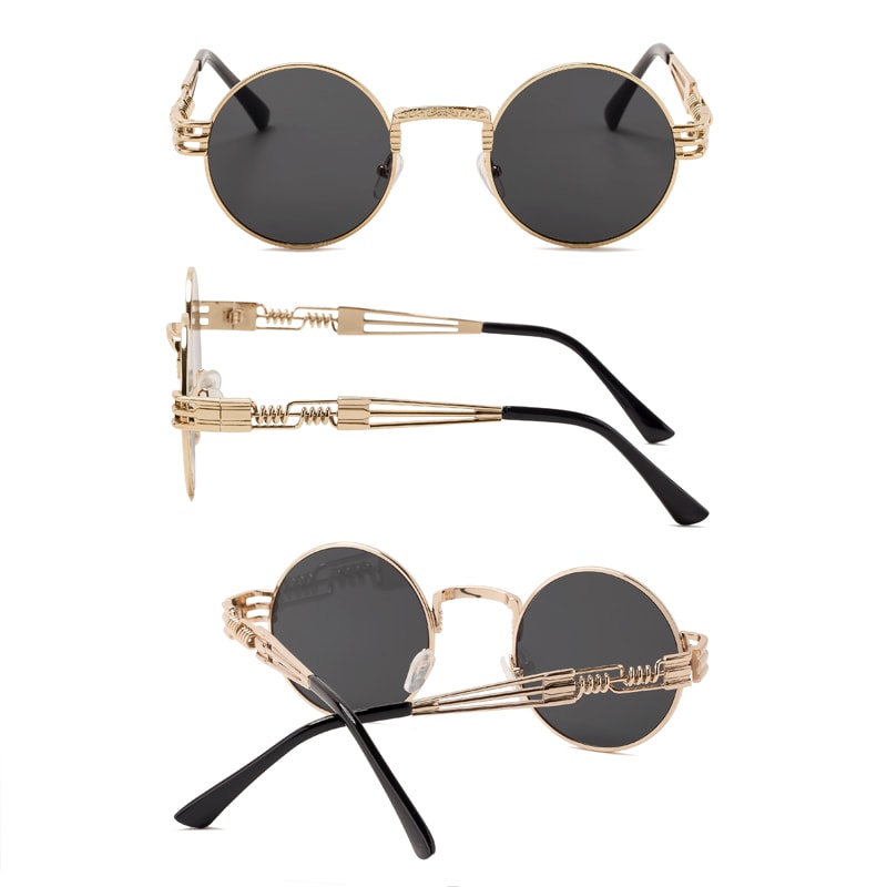 Ochelari De Soare Metalici Rotunzi În Stil Steampunk