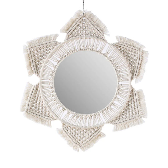 Oglindă de perete decorativă cu design macramé artistic 3