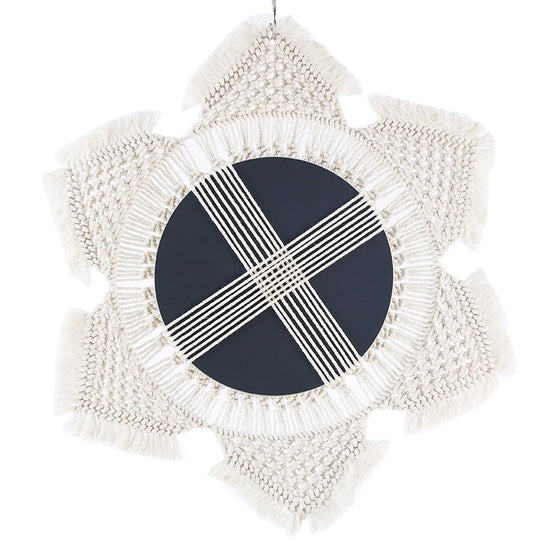 Oglindă de perete decorativă cu design macramé artistic 4