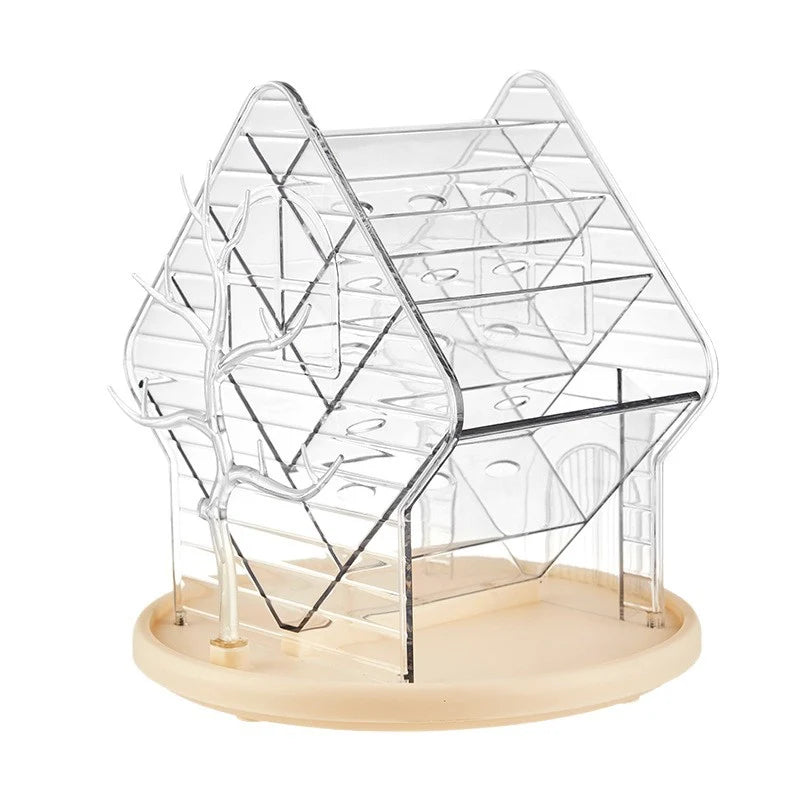 Organizator rotativ pentru cosmetice cu design casă pentru femei 5