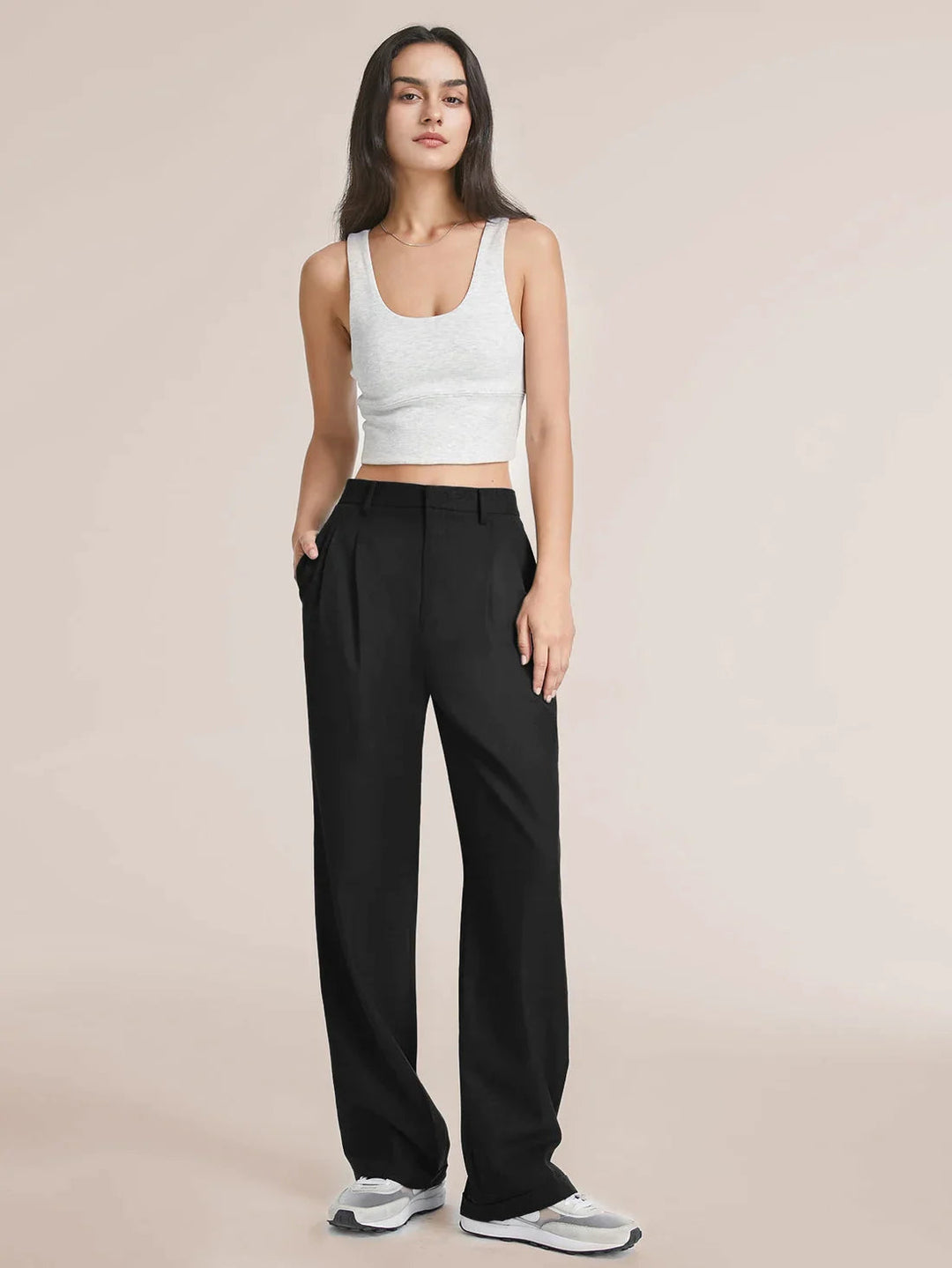 Pantaloni da donna a vita alta Pantaloni larghi Tessuto morbido