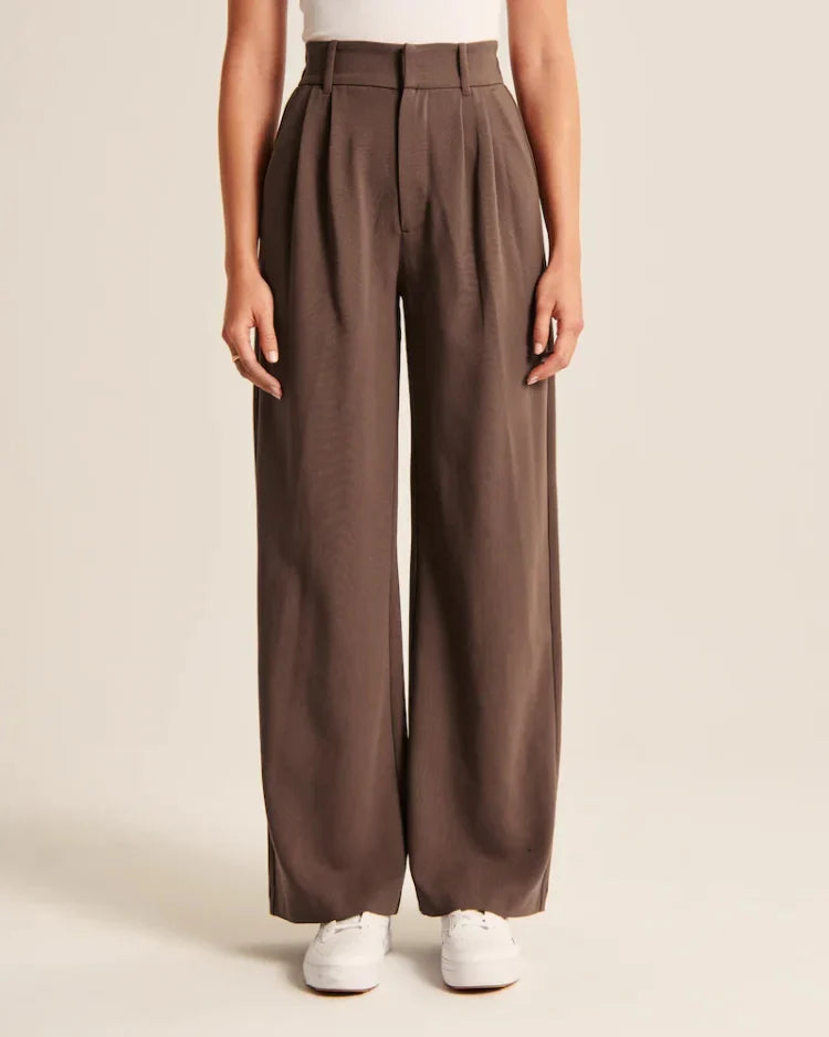 Pantaloni da donna a vita alta Pantaloni larghi Tessuto morbido