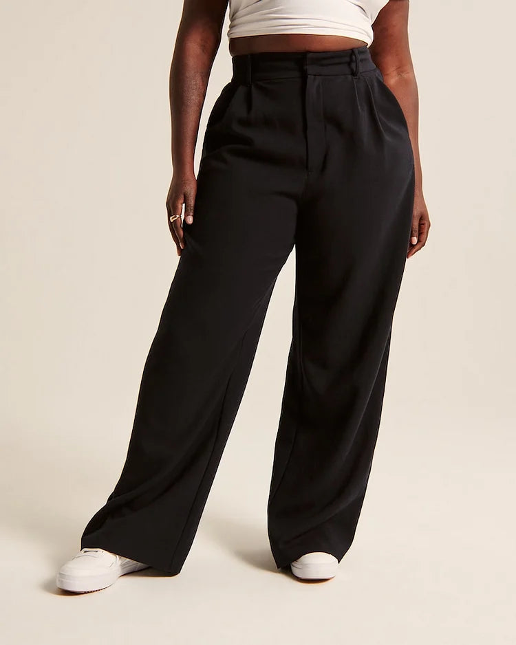 Pantaloni da donna a vita alta Pantaloni larghi Tessuto morbido