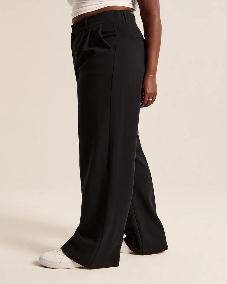 Pantaloni da donna a vita alta Pantaloni larghi Tessuto morbido