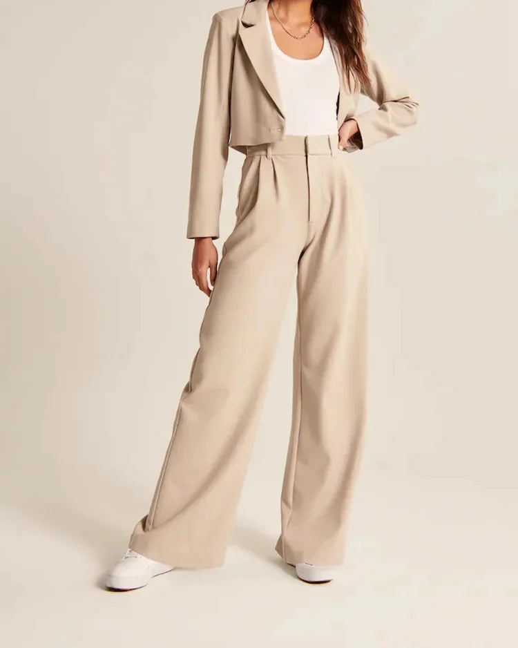 Pantaloni da donna a vita alta Pantaloni larghi Tessuto morbido