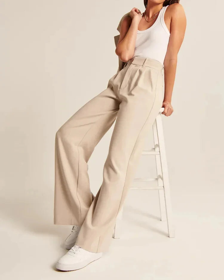 Pantaloni da donna a vita alta Pantaloni larghi Tessuto morbido
