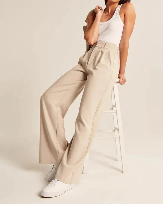 Pantaloni da donna a vita alta Pantaloni larghi Tessuto morbido