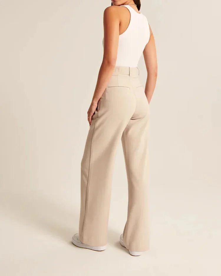 Pantaloni da donna a vita alta Pantaloni larghi Tessuto morbido