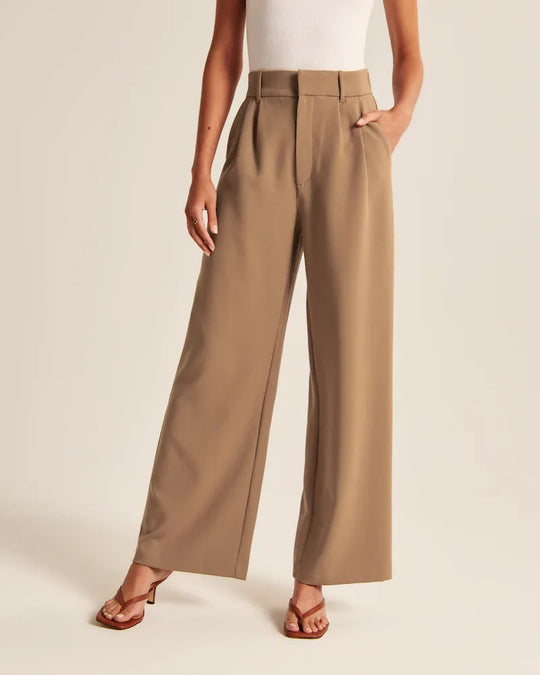 Pantaloni da donna a vita alta Pantaloni larghi Tessuto morbido