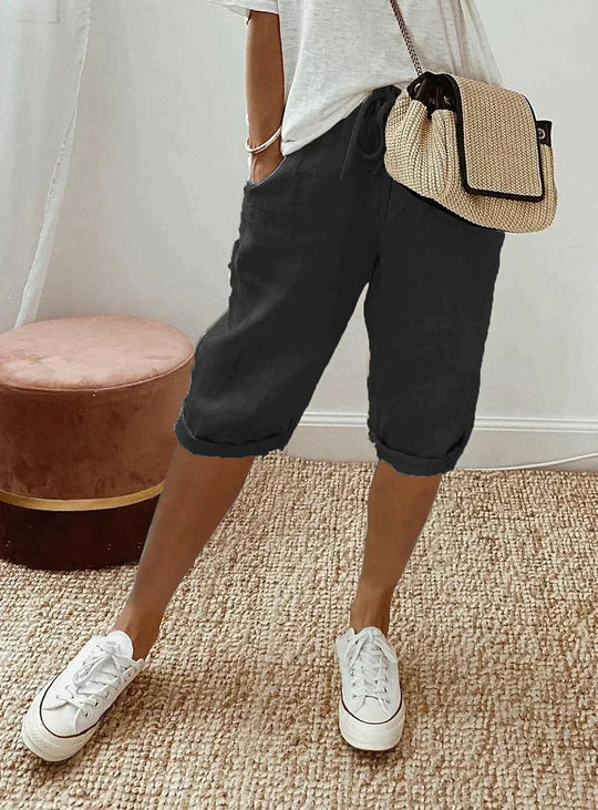 Pantaloni de damă în stil in, stil elegant de vară, amestec de in 4
