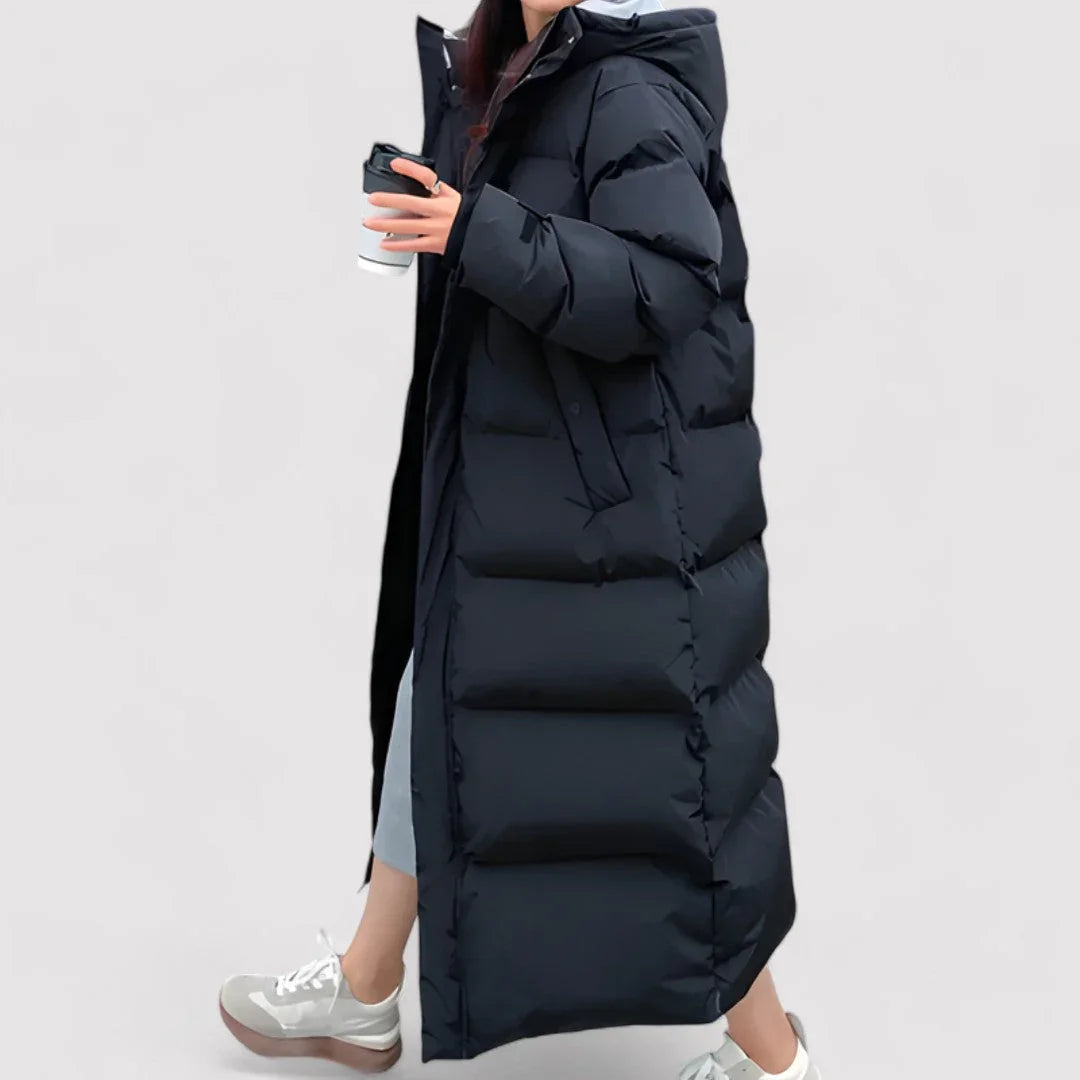 Parka lungă pufoasă pentru femei, cu stil impermeabil 1