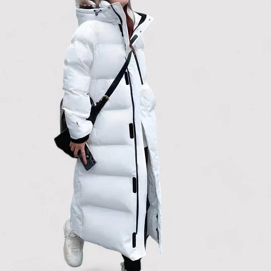 Parka lungă pufoasă pentru femei, cu stil impermeabil 3