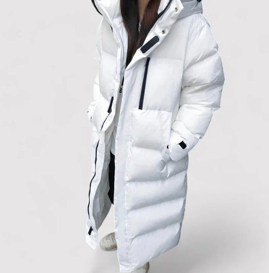 Parka lungă pufoasă pentru femei, cu stil impermeabil 4