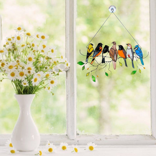 Pasăre Decorativă Din Sticlă Colorată Pentru Prindere La Fereastră