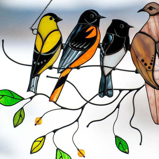 Pasăre Decorativă Din Sticlă Colorată Pentru Prindere La Fereastră