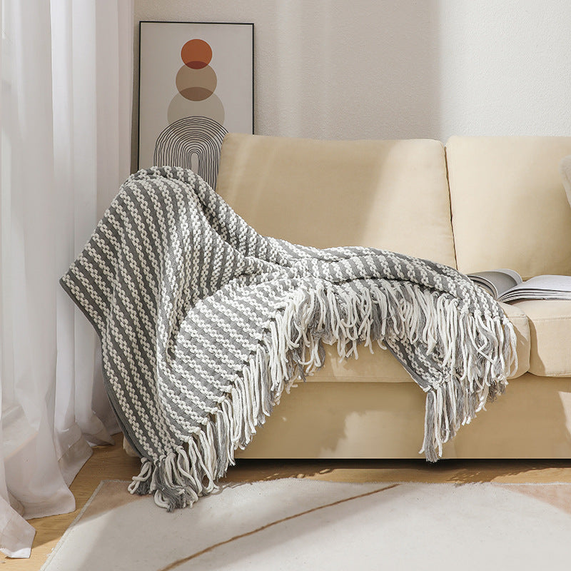 Pătură Decorativă cu Model în Dungi pentru Femei 7