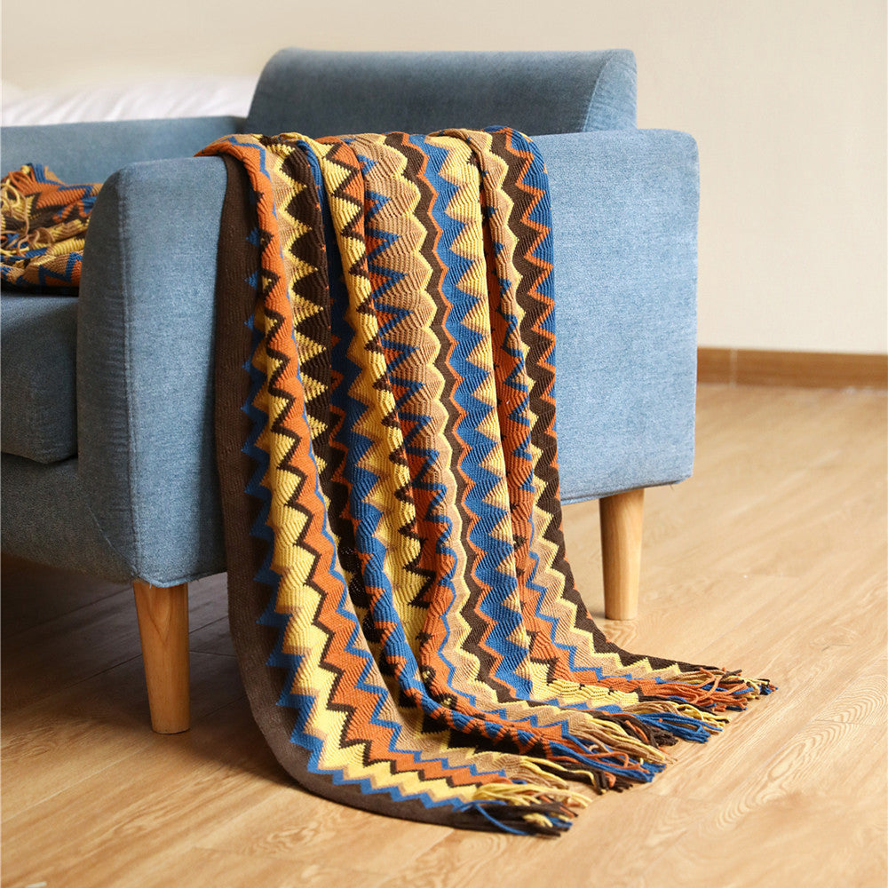 Pătură cu Model Zig-Zag pentru Casă și Relaxare 0