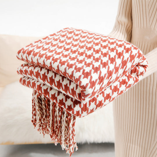 Pătură de aruncare cu model Houndstooth pentru femei 1