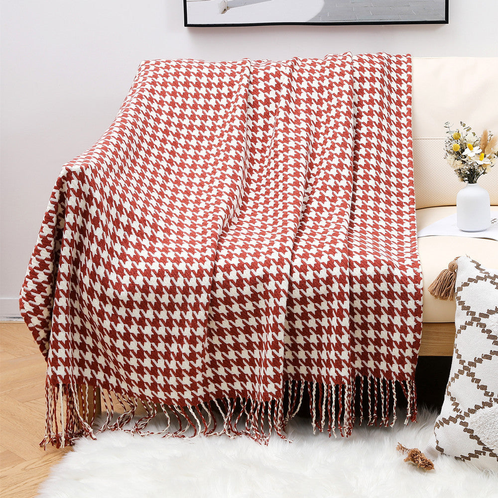 Pătură de aruncare cu model Houndstooth pentru femei 2