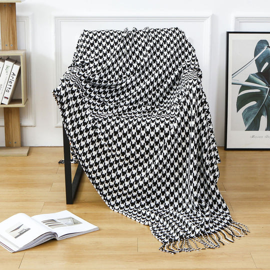 Pătură de aruncare cu model Houndstooth pentru femei 3