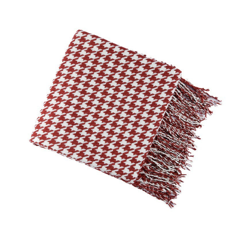 Pătură de aruncare cu model Houndstooth pentru femei 5