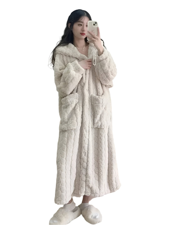 Halat de damă confortabil din fleece elegant