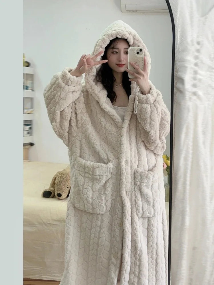 Halat de damă confortabil din fleece elegant