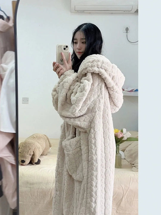 Halat de damă confortabil din fleece elegant