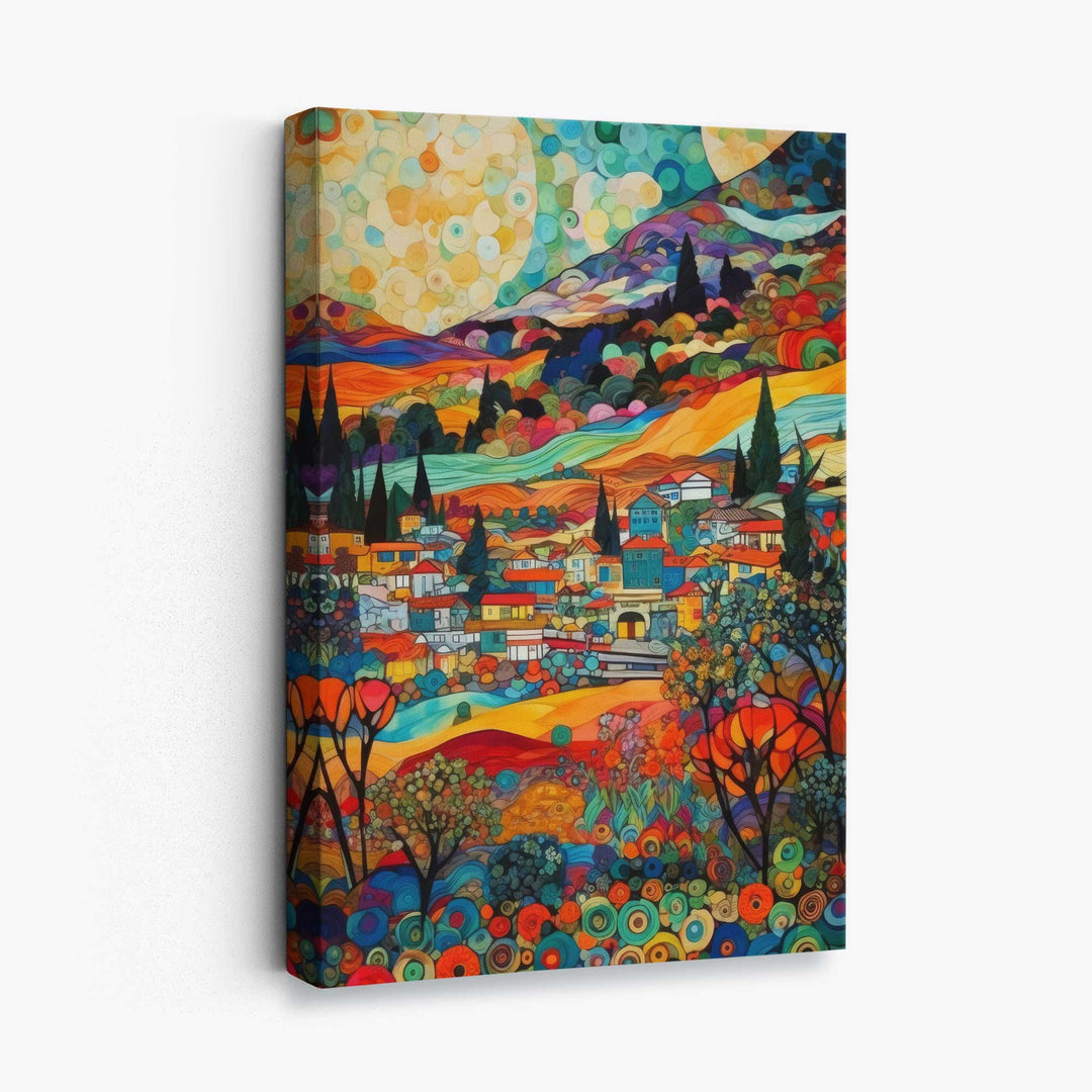 Pictură Abstractă Canvas Peisaj Urban Colorat pentru Decor Interior 0