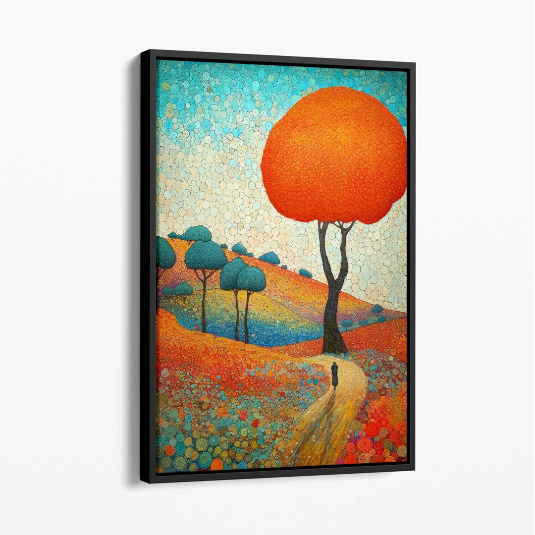 Pictură abstractă cu dealuri și copaci pentru decor interior 1