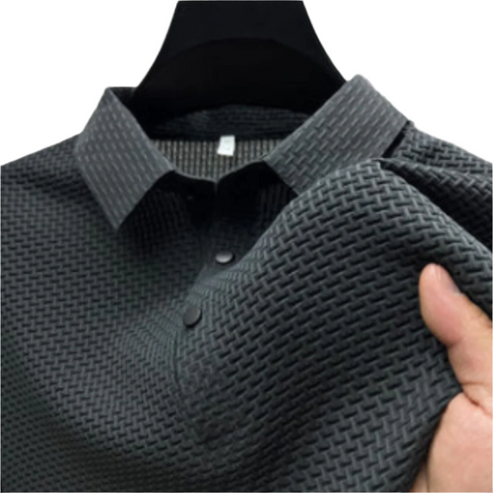 Polo Homme Manche Longue Élégant en Tissu Respirant 0