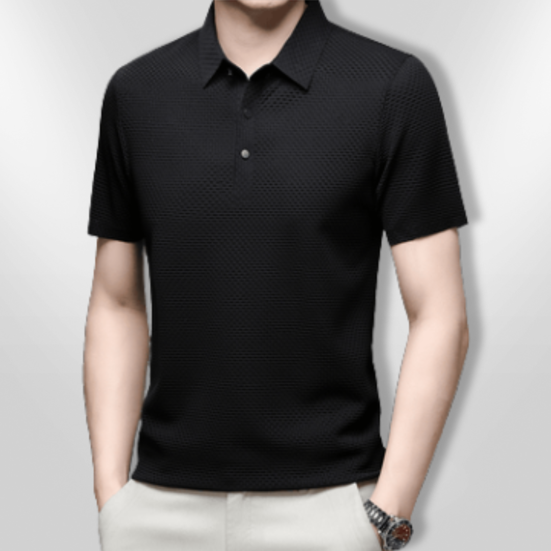 Polo Homme Manche Longue Élégant en Tissu Respirant 3