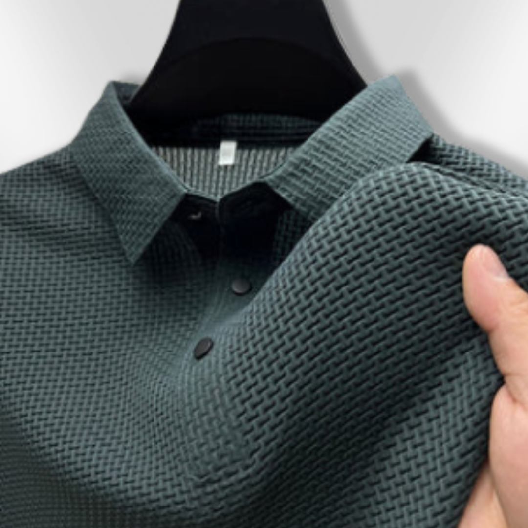 Polo Homme Manche Longue Élégant en Tissu Respirant 5