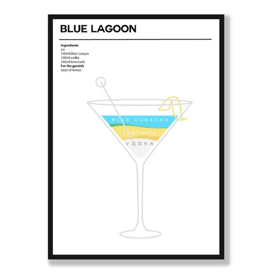 Poster Cocktail Minimalist Blue Lagoon 0