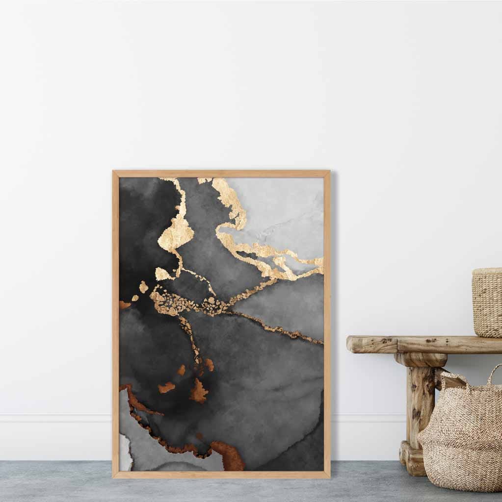 Poster de Artă Abstractă Negru și Auriu pentru Decor 2