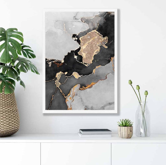 Poster de Artă Abstractă Negru și Auriu pentru Decor Interior 2