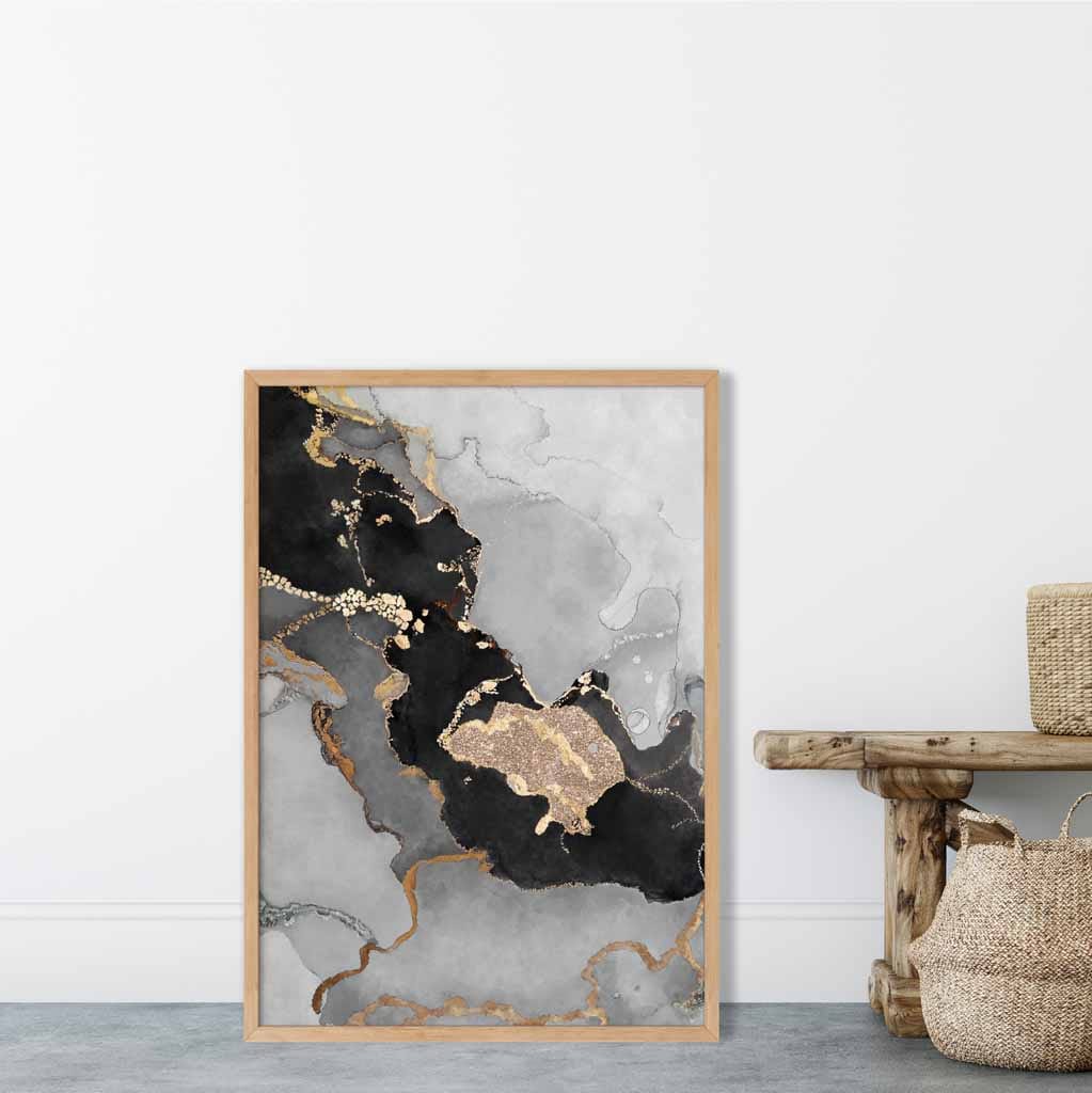 Poster de Artă Abstractă Negru și Auriu pentru Decor Interior 2