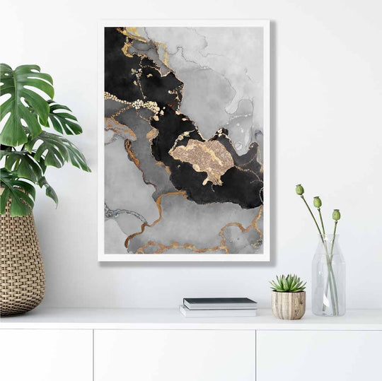 Poster de Artă Abstractă Negru și Auriu pentru Decor Interior 3