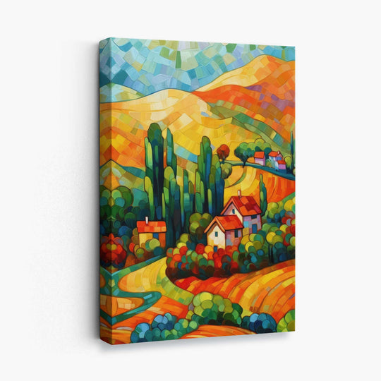 Print Canvas cu Peisaj Colorat și Pictură Abstractă 0
