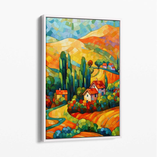 Print Canvas cu Peisaj Colorat și Pictură Abstractă 2
