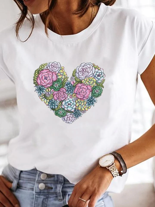 Variant image for Kvinders T-shirt Slim Fit Print 100% Bomuld-28