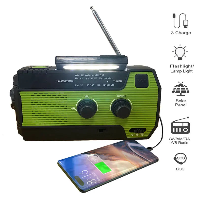 Radio de Urgență Solar pentru Camping cu Lanternă LED 2