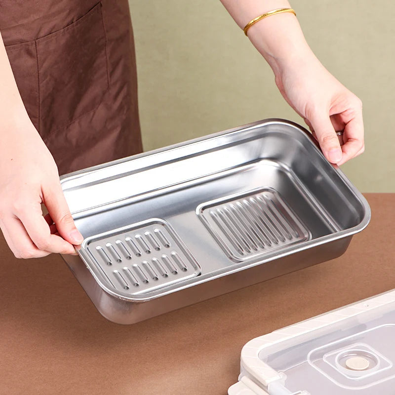 Recipient pentru depozitarea alimentelor din oțel inoxidabil cu capac transparent 2,5 l 2