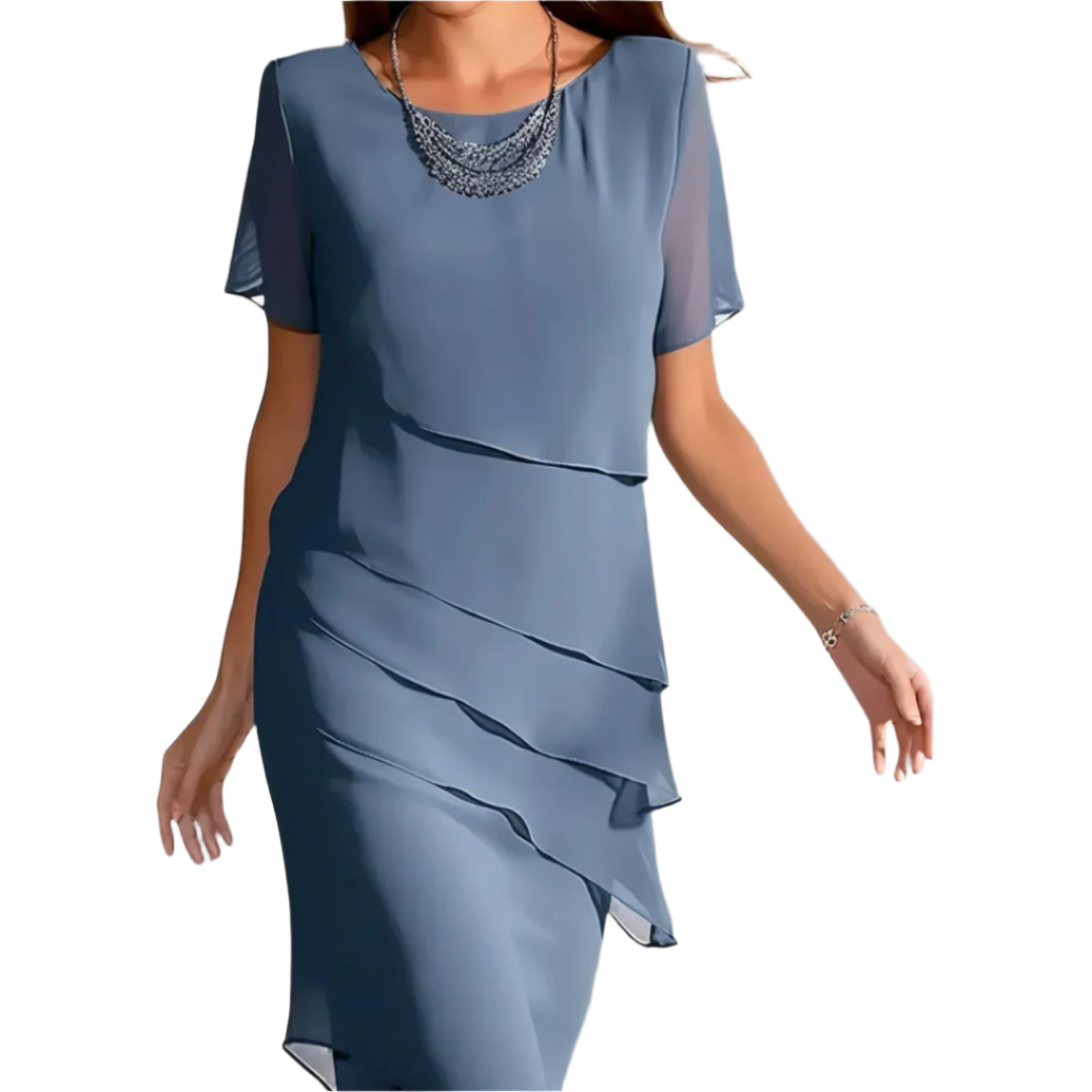 Robe Élégante Femme en Chiffon à Couches Superposées 0