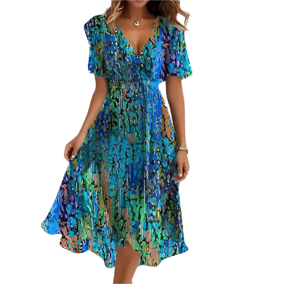 Robe Élégante pour Femme Style Asymétrique Tissu Léger 0