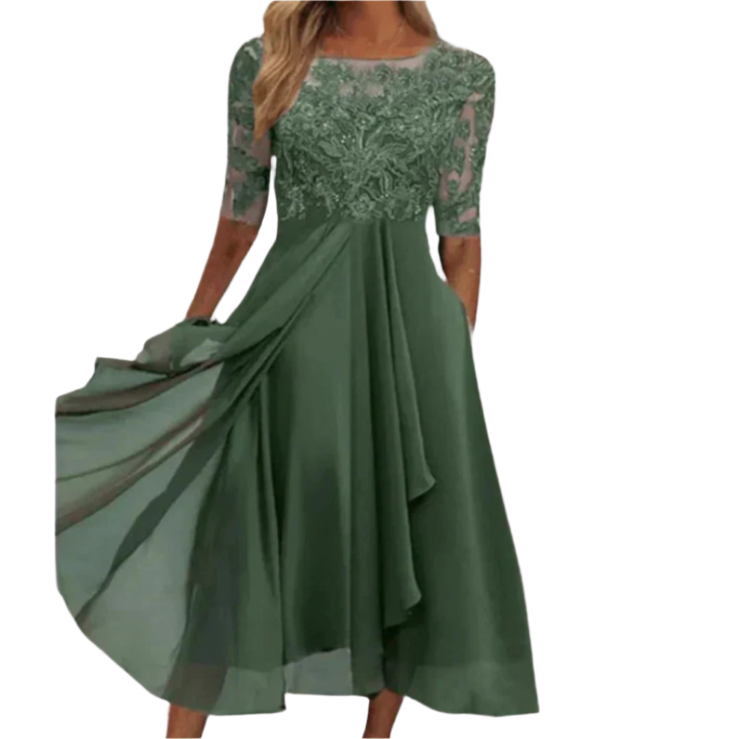 Robe Femme Asymétrique en Dentelle pour Soirée Élégante 0
